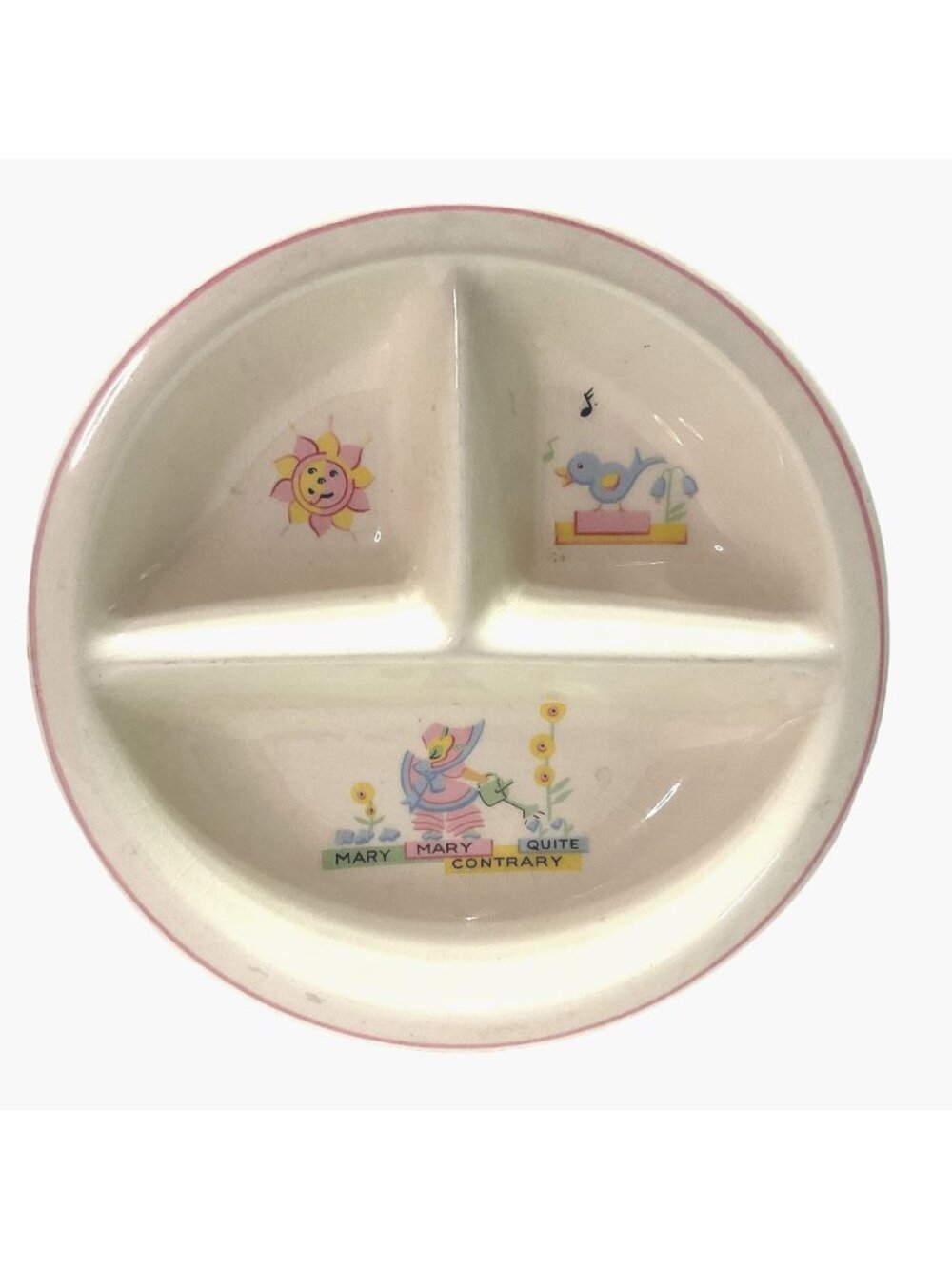 Atq Childs Warming Divided Dish Plate 1920s Nursery Rhyme Porcelain Germany
